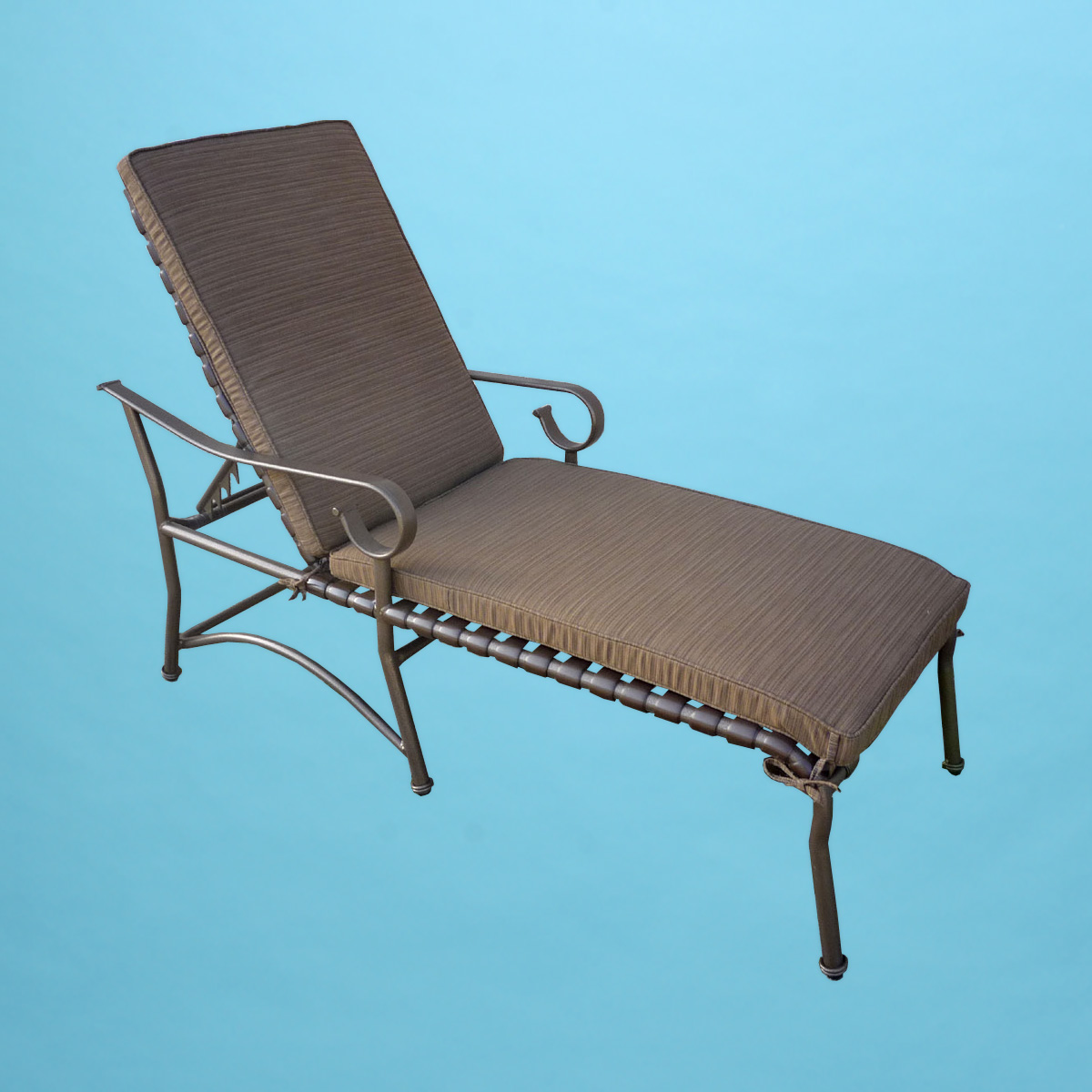 Sierra line weaved strap 16" tall lounge with arms and cushions Patio