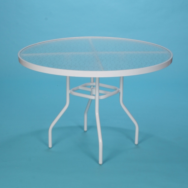 42" round acrylic top dining table with hole and spider