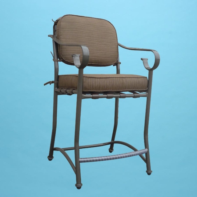 Bar stool with flat arms