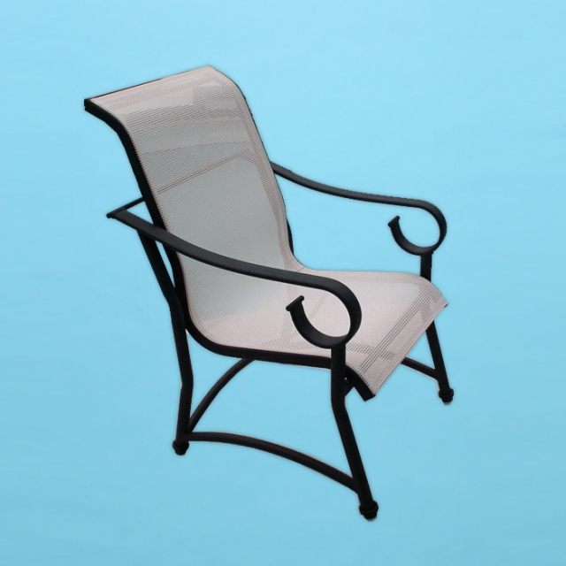 Sierra S-50 sling line dining chair with flat arms