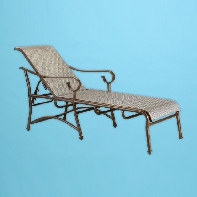 Sierra S-150 line sling chaise lounge with flat arms