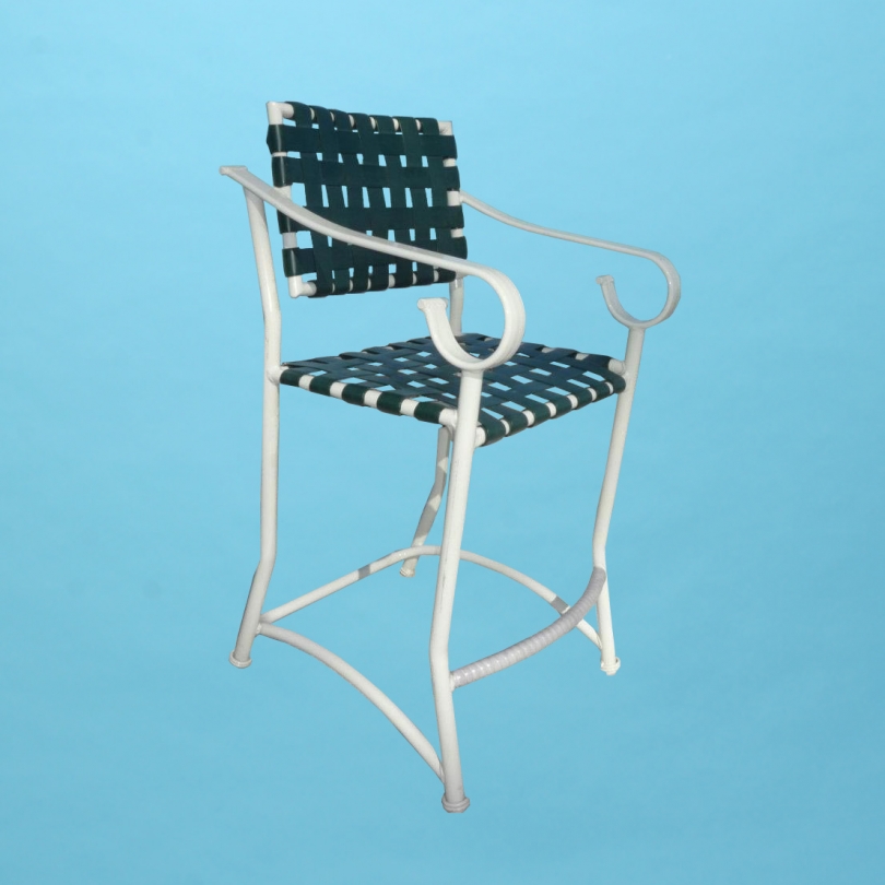 Sierra line weaved strap bar stool with arms