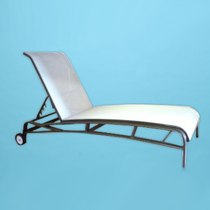 new E-150 Eclipse Sling line Chaise lounge, 16" tall, with wheels, 3/4 x 2 1/4 oval tubing
