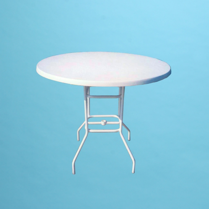48" round fiberglass top bar height table with or without hole
